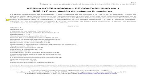 tiempos nica 11 am|NORMA INTERNACIONAL DE CONTABILIDAD No 1 (NIC 1.